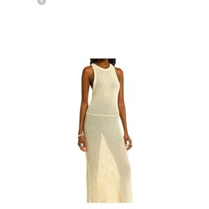 NWT OPEN EDIT Ivory Rutabaga High Neck Sleeveless Coverup Maxi Dress Women Large
